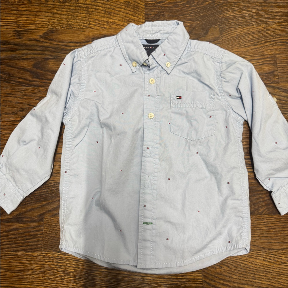 Tommy Hilfiger Toddler Light Blue Button-Up Shirt, Size:2T
